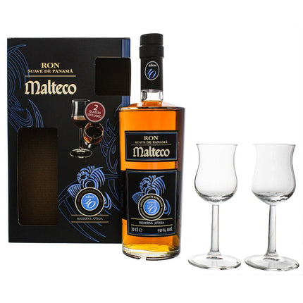 Malteco Ron 10 YO (Giftbox m/2 glas) (70 cl.)-Mr. Booze.dk